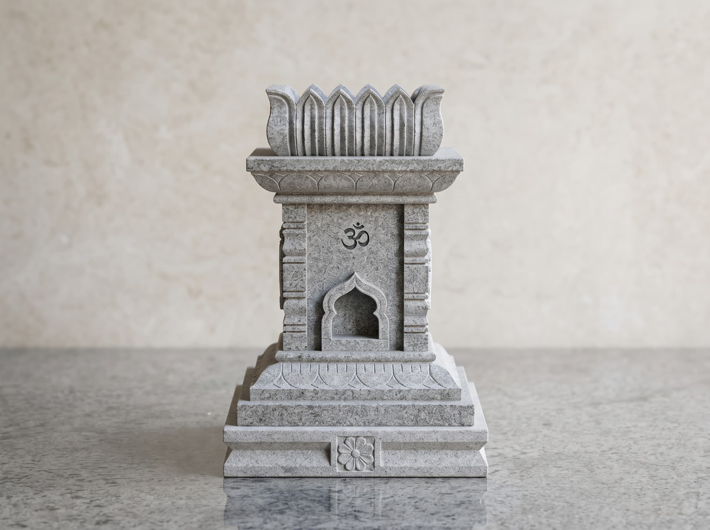 Granite tulsi katte standing on a polished granite base